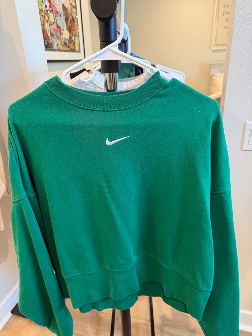 Nike Green Crewneck Sweatshirt with White Swoosh